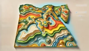 Colorful layered map of the country of Egypt. 