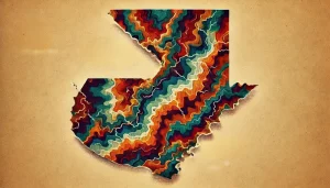 Colorful map of the country shape and border of Guatemala. 