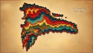 Colorful country map of the country of the Dominican Republic. 